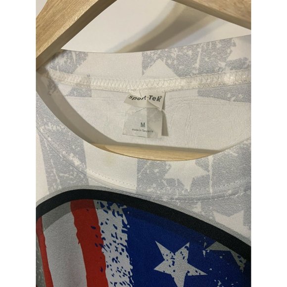 Sport Trek American "Red White‎ And Blue Skull" Fancy Sz M No 19 Print T-Shirt - Picture 2 of 5